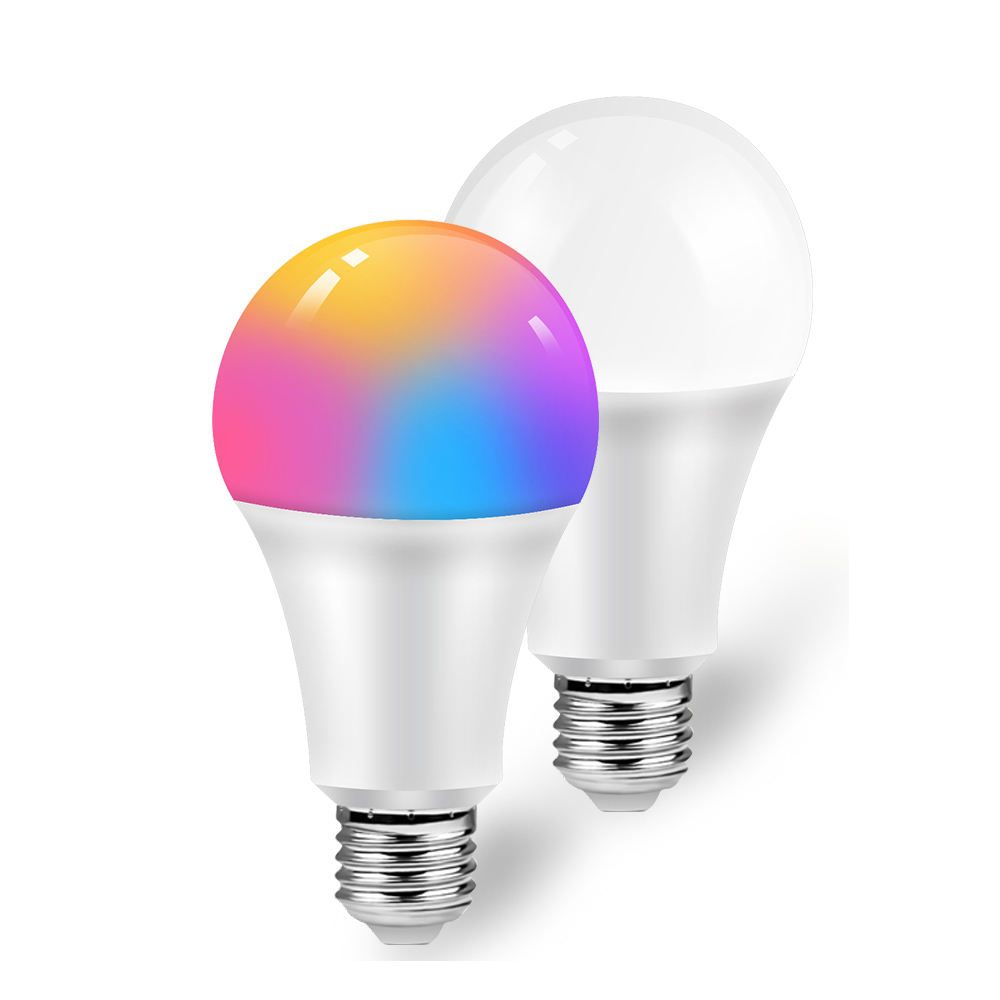 مصباح Tuya الذكي الملون مزود بخاصية WiFi مصباح LED RGB من Tuya للمنزل الذكي بقدرة 9 وات E27 110-250 فولت RGB + لمبة إضاءة بيضاء مع مؤقت يمكن تخفيفه