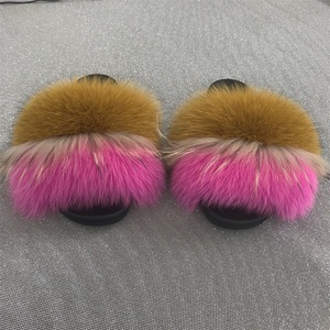 Zapatillas suaves y cómodas para mujer, pantuflas deslizantes de piel de mapache natural, zorro, para verano, venta al por mayor - Product Image 6