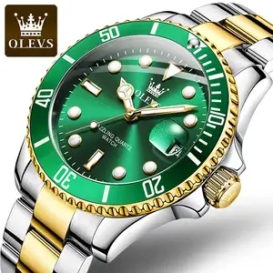 OLEVS 5885นาฬิกาผู้ชายนาฬิกาสีเขียว Ghost ชายธุรกิจกันน้ำแฟชั่นวันที่สัปดาห์นาฬิกาข้อมือสำหรับชาย