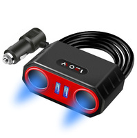 Penjualan laris adaptor soket pemantik rokok mobil 120W pengisi daya ponsel mobil 3 soket 2-USB pengisi daya OTP Cepat 12V/24V pengisian daya 5V/2A
