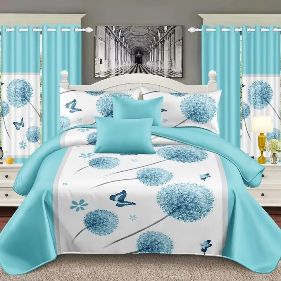 Juego de cama de cortina impresa de alta calidad, 3 uds./12 Uds., sábanas de microfibra para el hogar y el dormitorio