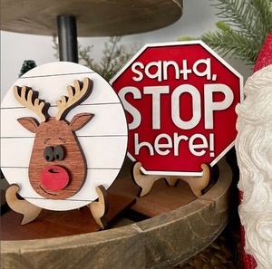 PAFU Letreros de Navidad <span class=keywords><strong>Santa</strong></span> <span class=keywords><strong>Stop</strong></span> <span class=keywords><strong>Here</strong></span> <span class=keywords><strong>Santa</strong></span> Tier Bandeja Decoración Reno Tier Bandeja <span class=keywords><strong>Santa</strong></span> Decor - Product Image 5