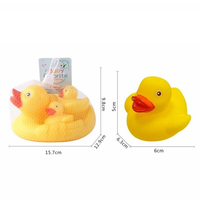 Jouets de bain pour bébé 4 pièces en PVC, mère et fils, son BB, grand canard jaune, flotte trois fois, multicolore