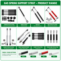 Amortisseur à gaz avec œillet, rotule et supports de fixation, personnalisé OEM