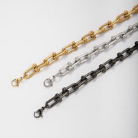 Cadena de Acero Inoxidable en Forma de U, Chapada en Oro de 18K, Duradera, con Nudo Dorado, para Fabricación de Joyería, Accesorios para Bolsos y Bolsas de Mascotas