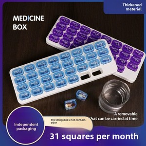 Wholesale Travel Portable 31 Compartment Independent <b>Packaging</b> PP Child-Resistant Multicolor <b>Small</b> Digital Transparent Medicine - Product Image 6