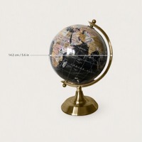 Globe Peta Dunia Kertas Antik 14,2cm dengan Dudukan Logam, Dekorasi Geografi Inggris Vintage untuk Rumah, Kantor, Hadiah, OEM Custom