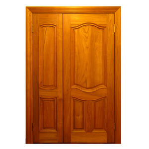 Porte en bois massif avec panneau latéral et moulure avant, design courbé GA-41S, pour villa - Product Image 1