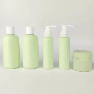 250ml Wheat Straw Biodegradable Material Lotion Pump Bottle Screw Caps Eco-Friendly Silk Screen Shampoo Skin Care Packing