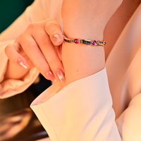 Bracelet vintage plaqué or, bracelet en verre coloré, bijoux tendance, accessoires pour femmes, cadeau