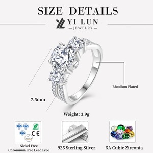 高品質のゴージャスなスリーストーンエンゲージメントリング、クラシックなブライダルジュエリー、ジルコニア925スターリングシルバーリング<span class=keywords><strong>2026</strong></span> - Product Image 4