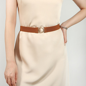 Nouvelle <span class=keywords><strong>ceinture</strong></span> décorative élégante pour <span class=keywords><strong>femme</strong></span>, style simple, élastique, <span class=keywords><strong>large</strong></span>, pour la taille, avec boucle en alliage doré, tendance - Product Image 3