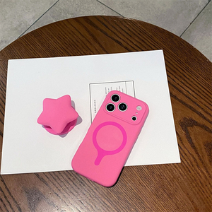 เคสซิลิโคนเหลวสัมผัสนุ่มป้องกันฝุ่นสำหรับ iPhone 16 17 Pro Max รองรับการชาร์จไร้สาย พร้อมขาตั้งแม่เหล็กแบบพับได้ - Product Image 4