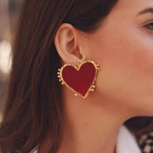 Moda Popular mujer personalidad OL rojo gran amor forma de corazón joyería pendientes salvaje Stud pendientes para mujer - Product Image 1