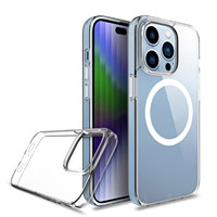 Étui de téléphone antichoc 2024, étui magnétique transparent pour charge sans fil pour iPhone 16 Pro Max, étui de téléphone transparent pour iPhone 15 Pro