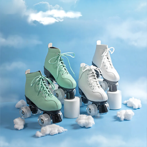 Nouveauté : Patins à roulettes <span class=keywords><strong>quad</strong></span> à 4 roues en cuir, pas chers, à louer, unisexes, pour femmes, adultes et filles - Product Image 1