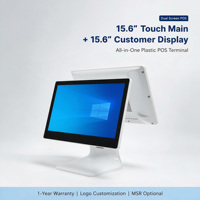 Couleur blanche 15.6 pouces double écran tactile haute qualité POS Machine caisse enregistreuse Angle d'écran réglable Terminal de système de point de vente