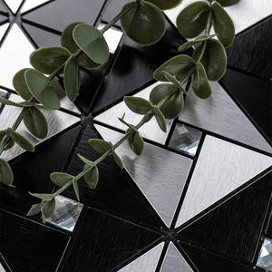Black and <strong>White</strong> Mixed Metal Texture Aluminium Self Adhesive Mosaic <strong>Stick</strong> <strong>on</strong> <strong>Tiles</strong> for Kitchen Backsplash - Product Image 3