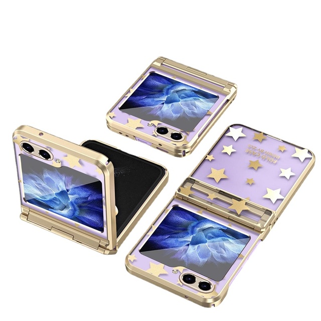 Folding Phone case for Samsung Z Flip5/4/3 Hot Sale Flat Hinge Electroplated Transparent Screen Protective