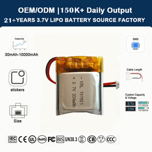 Bateria de Íon de Lítio 3.7v Personalizada Direto da Fábrica por Atacado, Opções de 101921 1000mAh, 500mAh, 330mAh para Instrumentos Musicais - Product Image 1