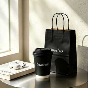 Gobelet à café en papier kraft personnalisé, biodégradable, de qualité alimentaire, avec revêtement PE, tactile, avec couvercle et manchon - Product Image 5