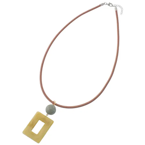 Geometric Resin <b>Square</b> Pendant Necklace with Leather Cord, <b>Adjustable</b> Choker Necklace for Women - Product Image 3