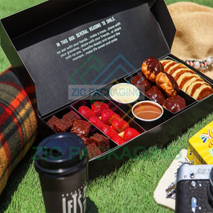 Logotipo personalizado Impresión de grado alimenticio Galletas de papel negro Waffles Caja de inmersión de <span class=keywords><strong>chocolate</strong></span> con inserto de compartimentos - Product Image 4