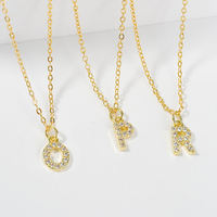 Collar con Colgante de Letra del Alfabeto, Joyería de Moda, 26 Iniciales, Cadena con Dijes de Circonita Cúbica, Regalo para Mujer, Estilo Americano y Europeo, Chapado en Oro de 18K