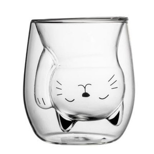 Tasses à café en verre borosilicate transparent à double paroi, résistantes à la chaleur, motif <span class=keywords><strong>chat</strong></span>, 201-300 ml, écologiques et modernes - Product Image 3