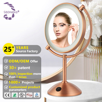 Miroir de Maquillage LED Personnalisé pour Bureau avec Capteur Tactile, Taille et Couleur Personnalisables, Miroir de Table Intelligent Double Face pour Salle de Bain