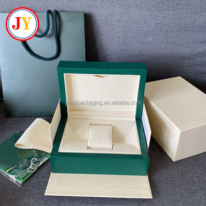 Boîte d'emballage de montre en cuir haut de gamme, étui de luxe OEM, coffret <span class=keywords><strong>cadeau</strong></span> <span class=keywords><strong>original</strong></span> pour homme avec sac fourre-tout vert ondulé - Product Image 1