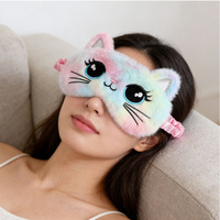 Masque de sommeil élastique en peluche, motif corne mignon, doux et moelleux, cache-yeux fantaisie animal amusant