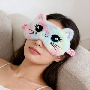 Masque de sommeil élastique en peluche, motif corne mignon, doux et moelleux, cache-yeux fantaisie animal amusant - Product Image 4