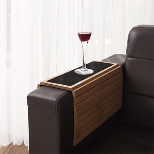 Aanpasbare Opvouwbare Bamboe <span class=keywords><strong>Sofa</strong></span> Arm Dienblad Tafel Met Afstandsbediening Houder Anti Slip Mat - Product Image 3