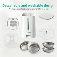 Distributeur de nourriture pour animaux de compagnie WiFi avec 2 bols en acier inoxydable, alimentation à distance via application, distribution à une touche, notification de faible niveau de croquettes pour chats
