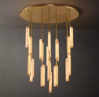 Lustre suspendu moderne en laiton et cuivre avec LED pour restaurant, salon, hauteur réglable, formes multiples
