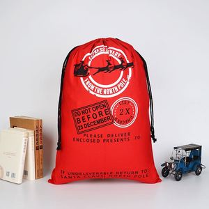 ถุงผ้าฝ้ายลายซานตาคลอสสำหรับใส่ของขวัญคริสต์มาส ถุงของขวัญพร้อมเชือกผูก สำหรับใส่ของขวัญ ของเล่น สำหรับงานปาร์ตี้วันหยุด - Product Image 2