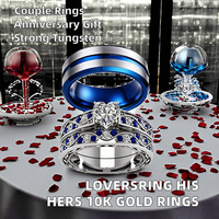 LOVERSRING Ensemble de bagues de mariage et de fiançailles unisexe pour couple, en carbure de tungstène, pierre, cristal, agate, anniversaire