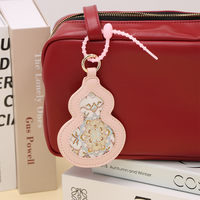 Étiquette de bagage en cuir PU en forme de gourde chinoise, étiquette d'identification de valise traditionnelle, étiquette de sac de voyage anti-perte pour les voyages à l'aéroport