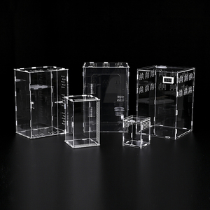 Acrylic Reptile Terrarium Clear View Transparent Acrylic Box Feeding Box For Small Animals Insect