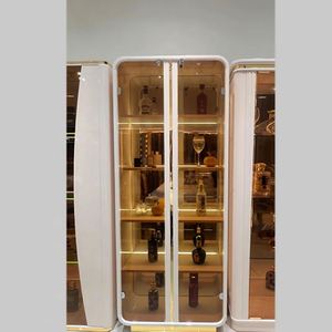 <span class=keywords><strong>Meuble</strong></span> à vin en bois massif de style européen et américain, vitrine créative avec porte en verre pour la maison, le salon, rangement et décoration - Product Image 4