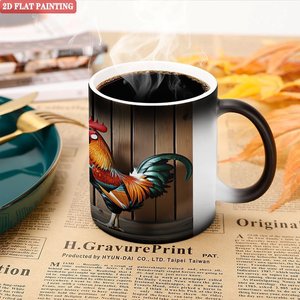 Solid Thick Handle Wear Resistant Mug Frosted Black 11oz <b>Ceramic</b> Heat Color Changing Drinking <b>Cup</b> - Product Image 5