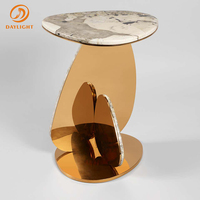 Tables design en marbre doré de haute qualité Table d'appoint de salon en marbre Mobilier de salon de salle de séjour