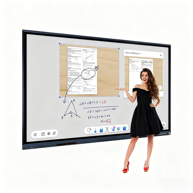 65 75 86 100 Inch 4K UHD 40-Point Touch Interactive Flat Panel with Whiteboard Android/Windows OS Wall Mount