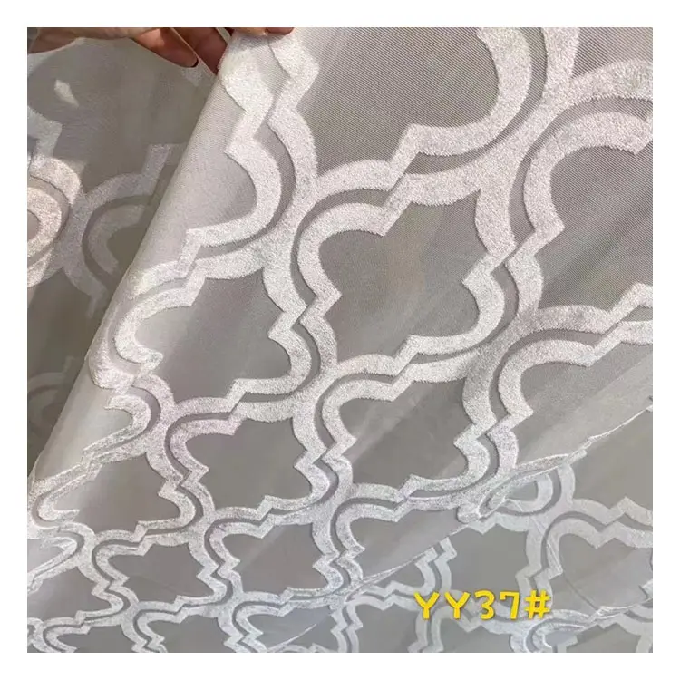 Cortina geométrica de veludo transparente para sala de estar, tecido 100% poliéster para casa, tecido listrado, tecido de tecido de tecido