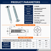 Blue White Zinc-Plated Cross-Recess Countersunk Self-Tapping Self-Drilling Flat-Head Drill-Point Screws Dovetail Nails