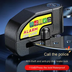 Alarme <span class=keywords><strong>antivol</strong></span> portable 110 dB pour vélo, <span class=keywords><strong>câble</strong></span> confortable en acier et alliage de zinc avec clés pour vélo, moto, frein à disque - Product Image 3