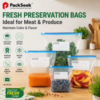 Sacs de stockage personnalisés imprimés avec logo, grand format, à fermeture éclair, pour congélateur, type Ziplock, pour gallons