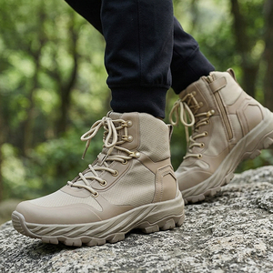 Bottes de randonnée marron DF023 pour homme, bottes tactiques de terrain en cuir PU, bottes à la cheville pour toutes les saisons, chaussures de trekking - Product Image 2