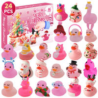 Calendrier de l'Avent en plastique jaune en forme de canard pour Noël et Halloween, boîte cadeau, mini figurine de canard, boîte mystère de l'Avent pour enfants, vente en gros